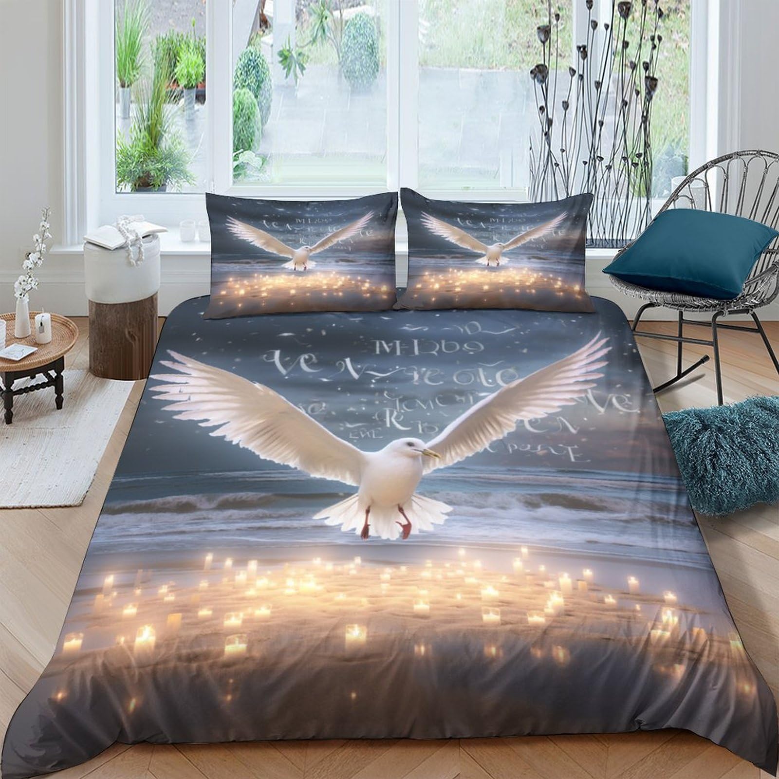 Parure de lit mouettes pour une ambiance de chambre marine relaxante