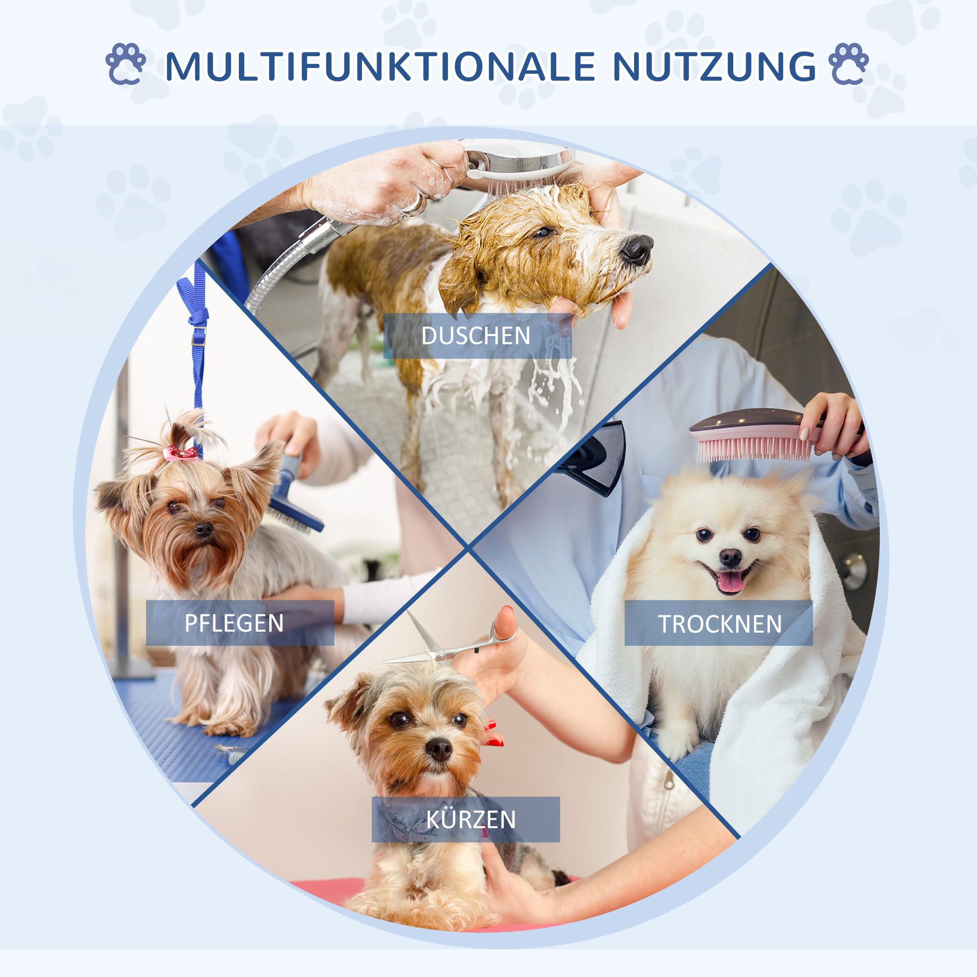 PawHut Hundepflegetisch Höhenverstellbar Tierpflegetisch Klappbar Hunde Pflegetisch Hundefriseur Tisch Schertisch Trimmtisch mit Unterkorb für Hunde Katzen bis zu 100 kg Blau