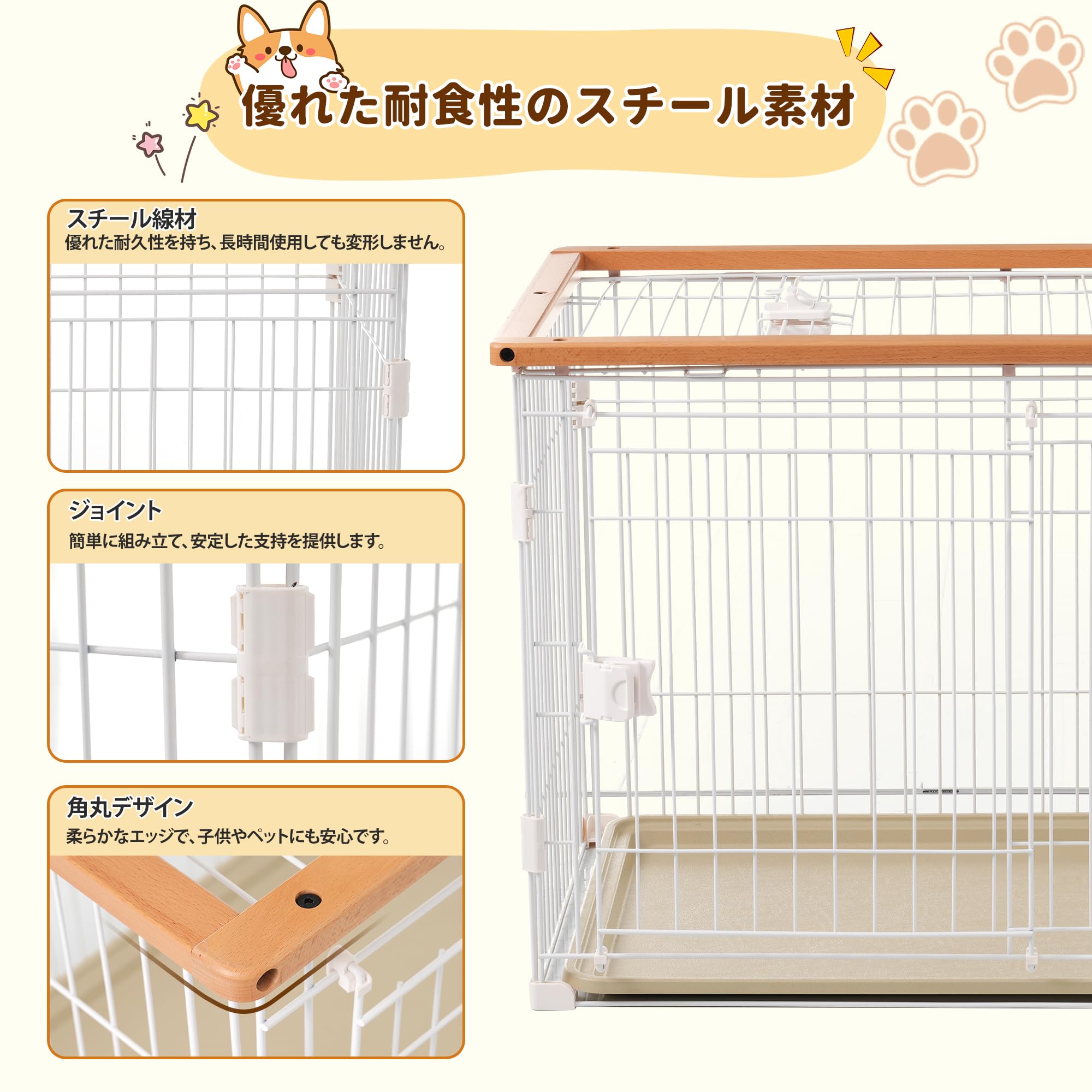 Amazon.co.jp: Purlove 犬 ケージ ペットサークル キャットケージ 1段