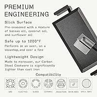 Vista 3 de Made In Utensilios de cocina – Plancha de acero al carbono + prensa de parrilla – (como hierro fundido, pero mejor) – Utensilios de cocina