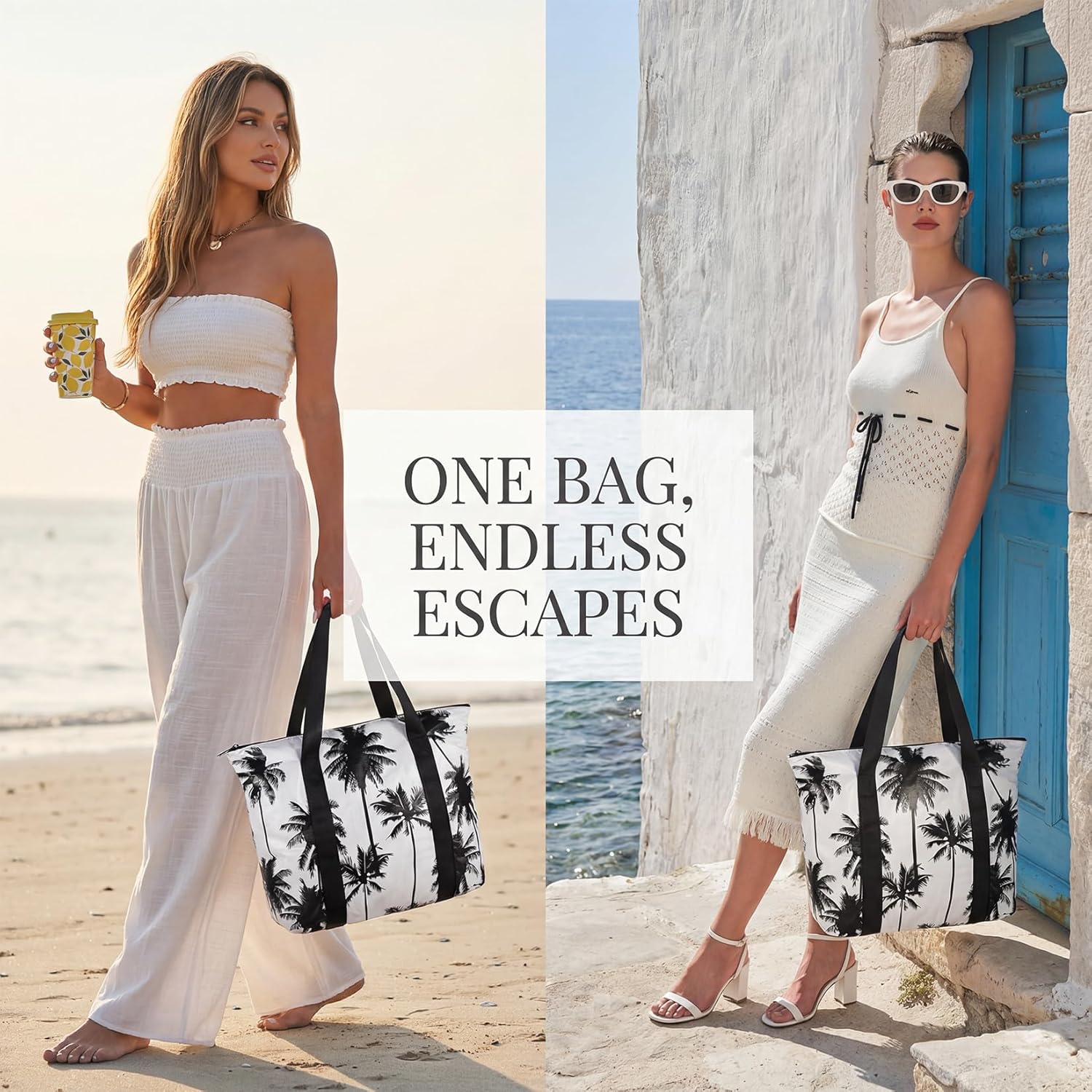 GRQ Large Hawaiian Beach Tote | Lightweight Water-Resistant | Expandable Zip | Your Style, Smart Value