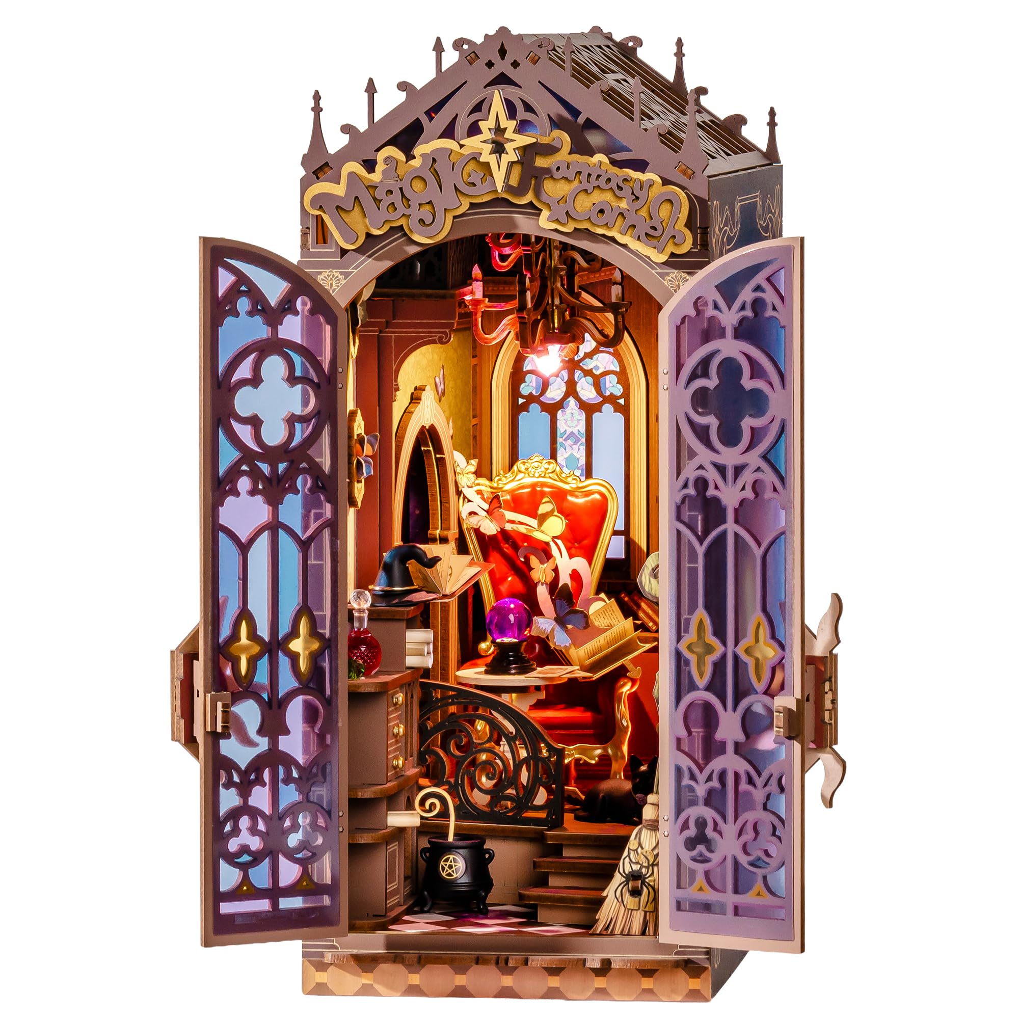 Rolife Book Nook Kit Miniature da Costruire DIY Booknook Rincón de Fantasía Mágica 3d Puzzle Legno con Luci Decorazione Libreria Casa Modellismo da Costruire Adulti Diorama Modellismo