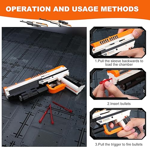 Miniatura 4 de Bloque de construcción de armas, kit de modelo 3 en 1, bloques de construcción de pistola DIY puede lanzar, 272 piezas de bloques de construcción de