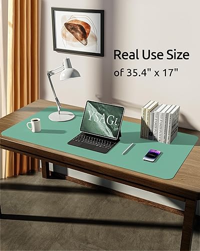 Miniatura 465 de YSAGi Protector de escritorio de cuero, tapete de oficina, alfombrilla grande para mouse, antideslizante, de piel sintética, almohadilla