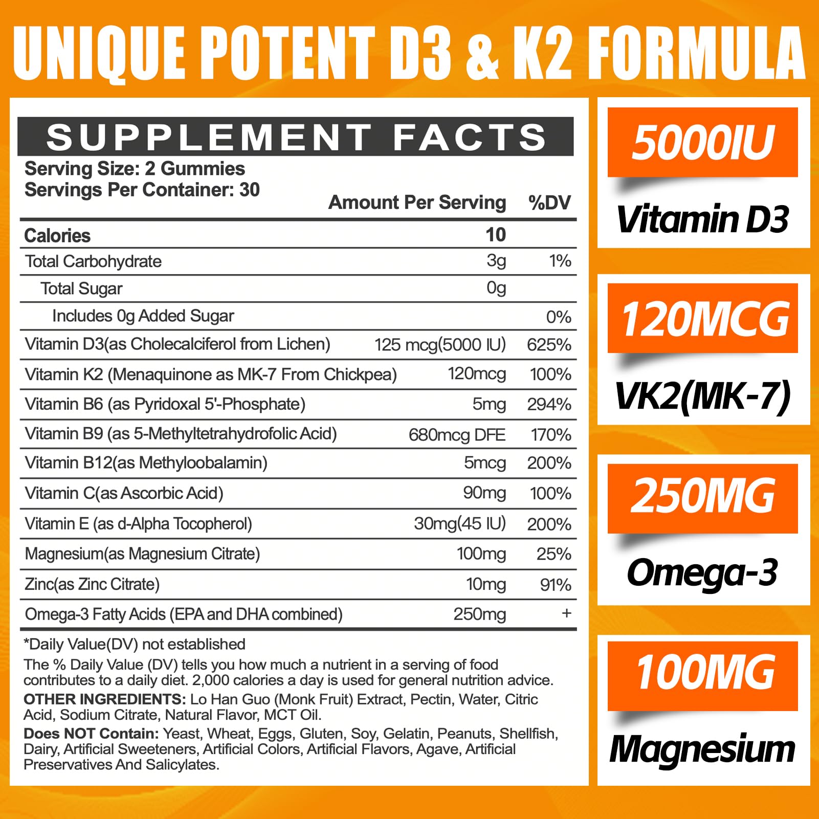 Maennyliy Vitamin D3 K2 Gummies for Adults: D3 5000IU + K2 (MK-7) 120mcg — Amazon image 2