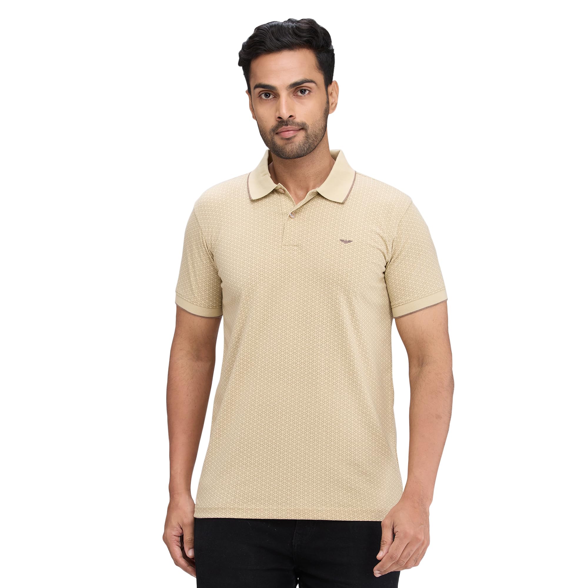 park avenue Men's Slim Fit Print Pattern Cotton Polyester Blend Polo Neck Half Sleeve Casual T-Shirt-picture-32