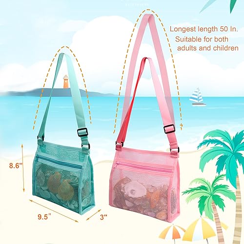 Miniatura 5 de MUYIZI Bolsa de malla de playa para sostener conchas de playa, bolsas de recolección de conchas de juguetes para niños, bolsa de conchas para