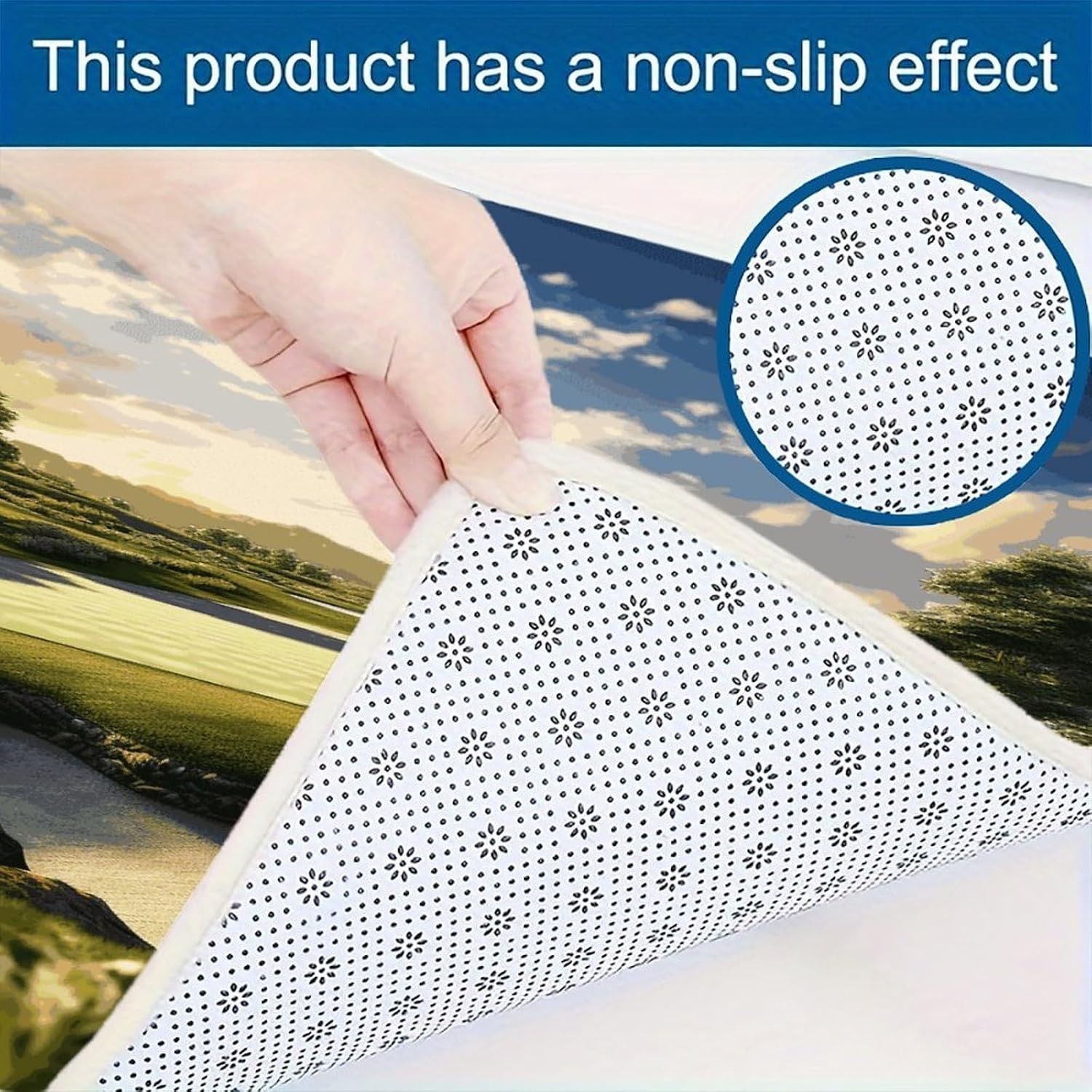 Golf Course Kitchen Rugs Sets of 3 Washable Non Slip Kitchen Rug Water Resistant Carpet Piece Anti Fatigue Kitchen Mats Soft Comfort Standing Mat Modern Area Rug