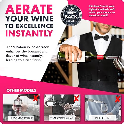 Miniatura 3 de VINABON Aireador de vino – Vertedor de aireación de vino premium 2025 y boquilla de decantador aireador de vino para mejorar el sabor y el ramo de