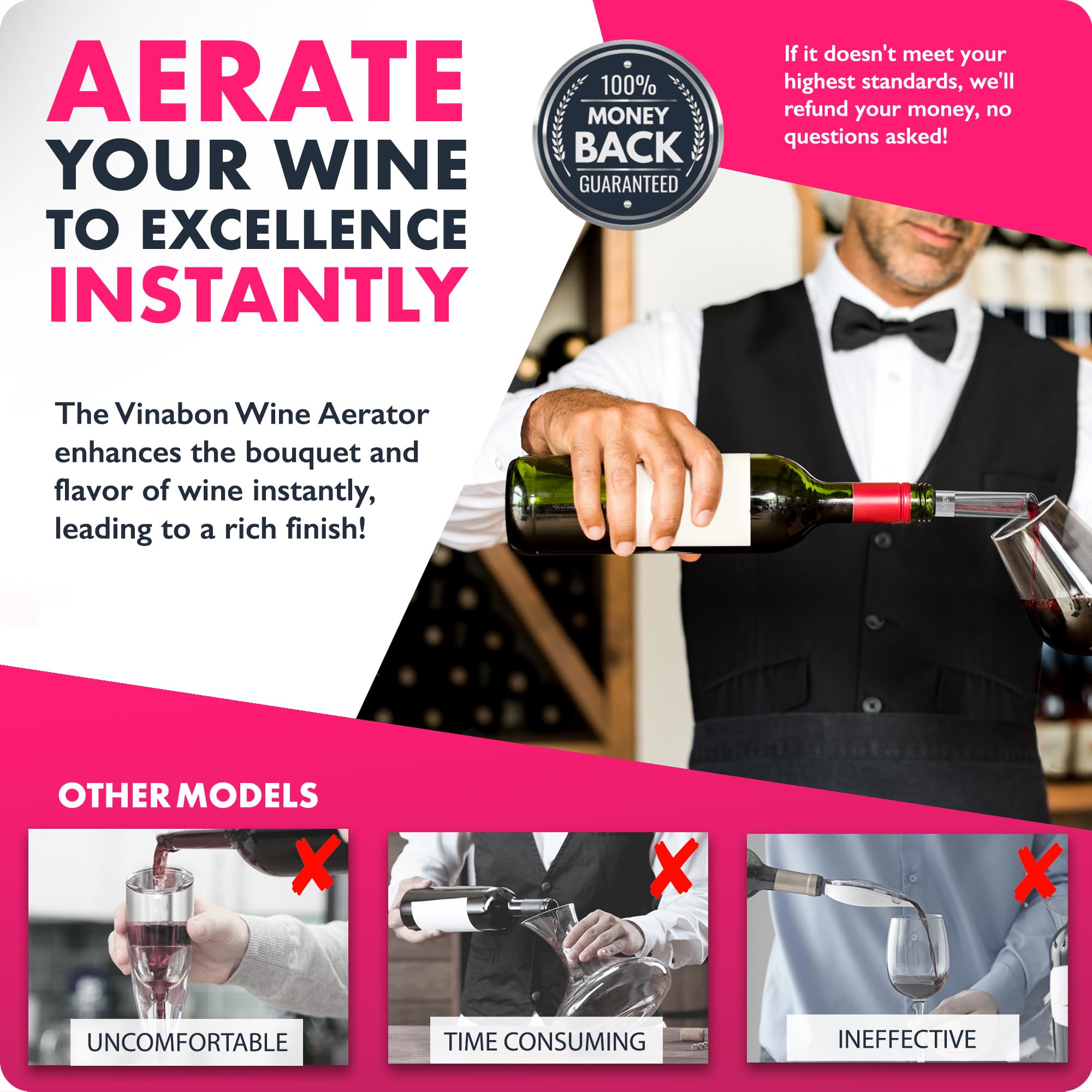 VINABON Wine Aerator Premium 2024 Wine Aerating Pourer And Wine Air Aerator