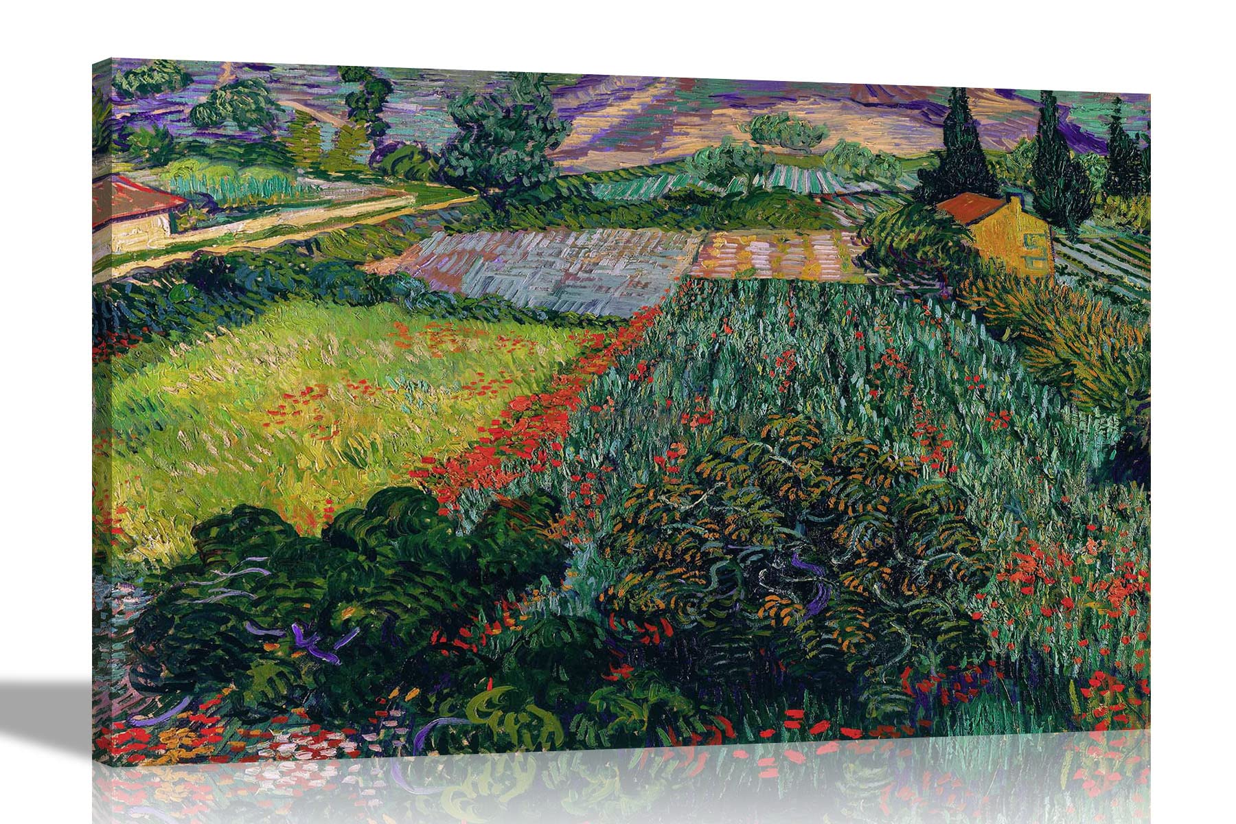 Artley Prints Field With Poppies By Vincent Van Gogh Canvas Wall Art L Ready To Hang L Landscape Pictures For Decoration L Landscape Artwork 60 X 40Cm (24 X 16 Inches) A2