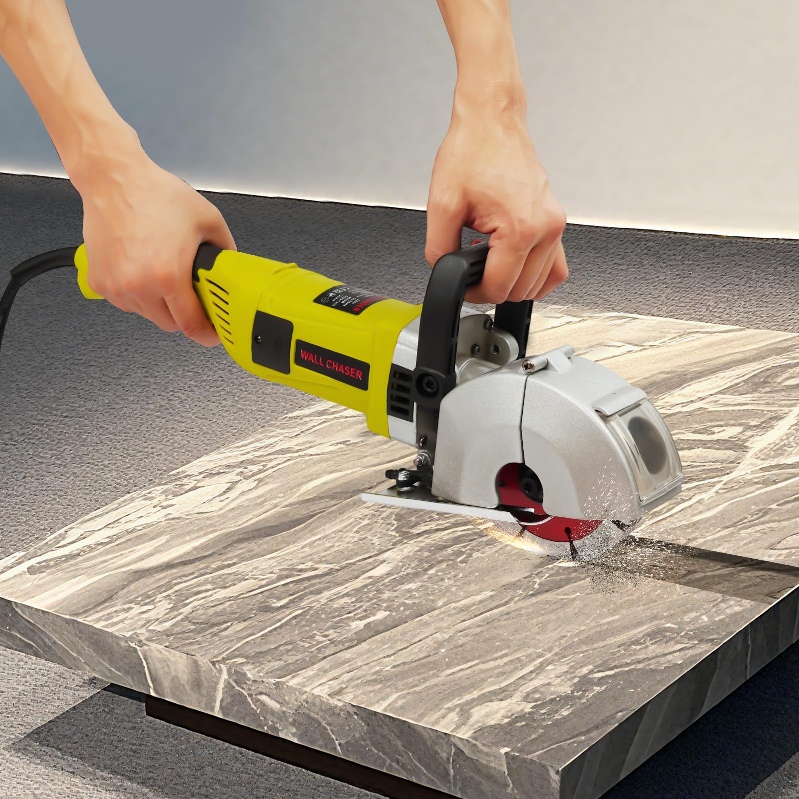 Fraiseuse électrique de rainure 4000W, rainureuse maçonnerie 6500 tr/min, machine à rainurer le béton