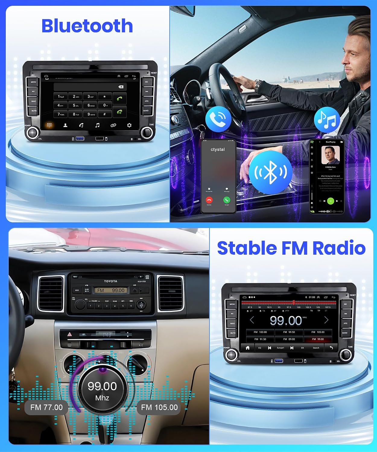 Wireless CarPlay and Android Auto interface on car radio