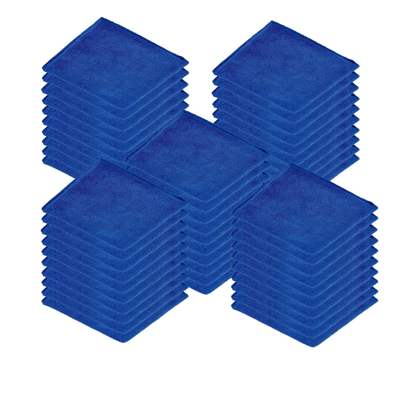 Dark Blue Microfibre Cleaning Cloths, Pack Of 50, Large, Super Soft 40 X 40 Cm
