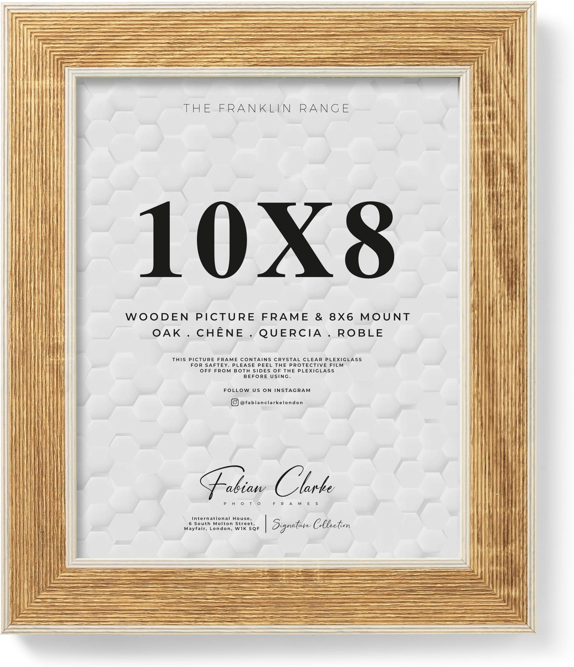 10x8 Oak Photo Frame with White Washed Trim, 10x8 Picture Frame Wooden Photo Frame for Home, Office or Gift Display Scandinavian Style
