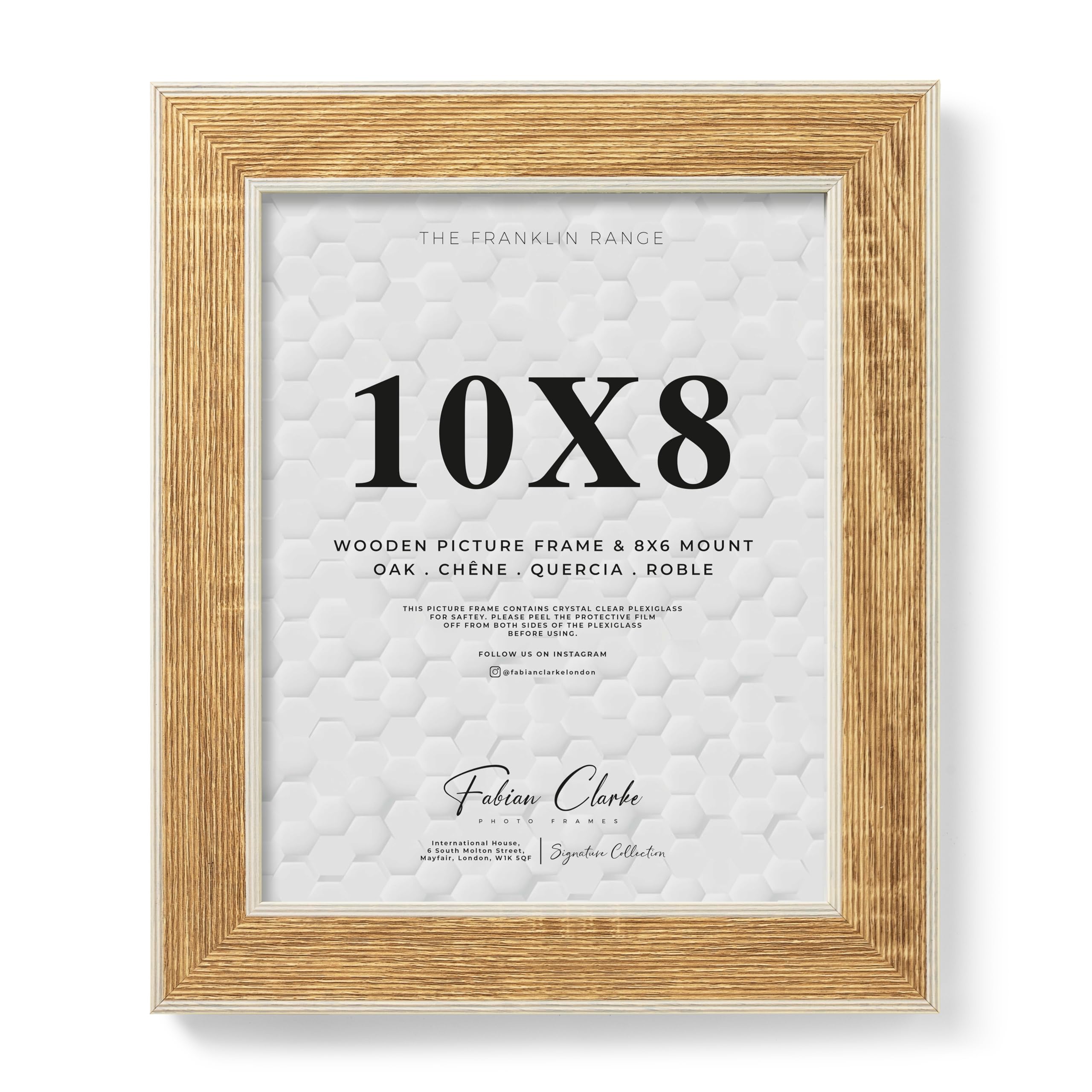 10x8 Oak Photo Frame with White Washed Trim, 10x8 Picture Frame Wooden Photo Frame for Home, Office or Gift Display Scandinavian Style — image 1