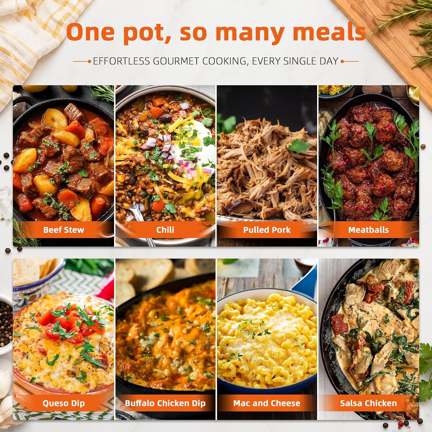 6 Quart Manual Slow Cooker with 5 Liners | Family Size Serves 6+ People, Manual Controls with 3 Temperature Settings, Dishwasher Safe Crock and Glass Lid