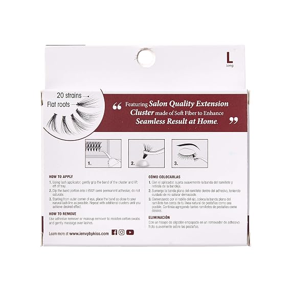 iENVY 20D Extension Cluster Individual Lashes (Long, 2 Pack) Flat Root Seamless Application Perfect for DIY Lash Extension