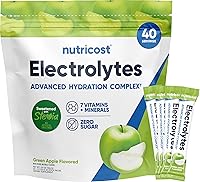 Vista 1 de Nutricost Complejo de Electrolitos, sabor a manzana verde, 40 sobres - Complejo de hidratación avanzada
