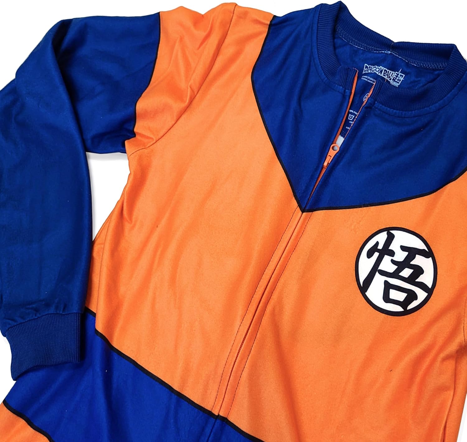 NeonPunk Dragon Ball Z Goku Adult Pajama Onesie Jumpsuit, Soft All-in-One Anime Loungewear/Costume, Blue & Orange Design