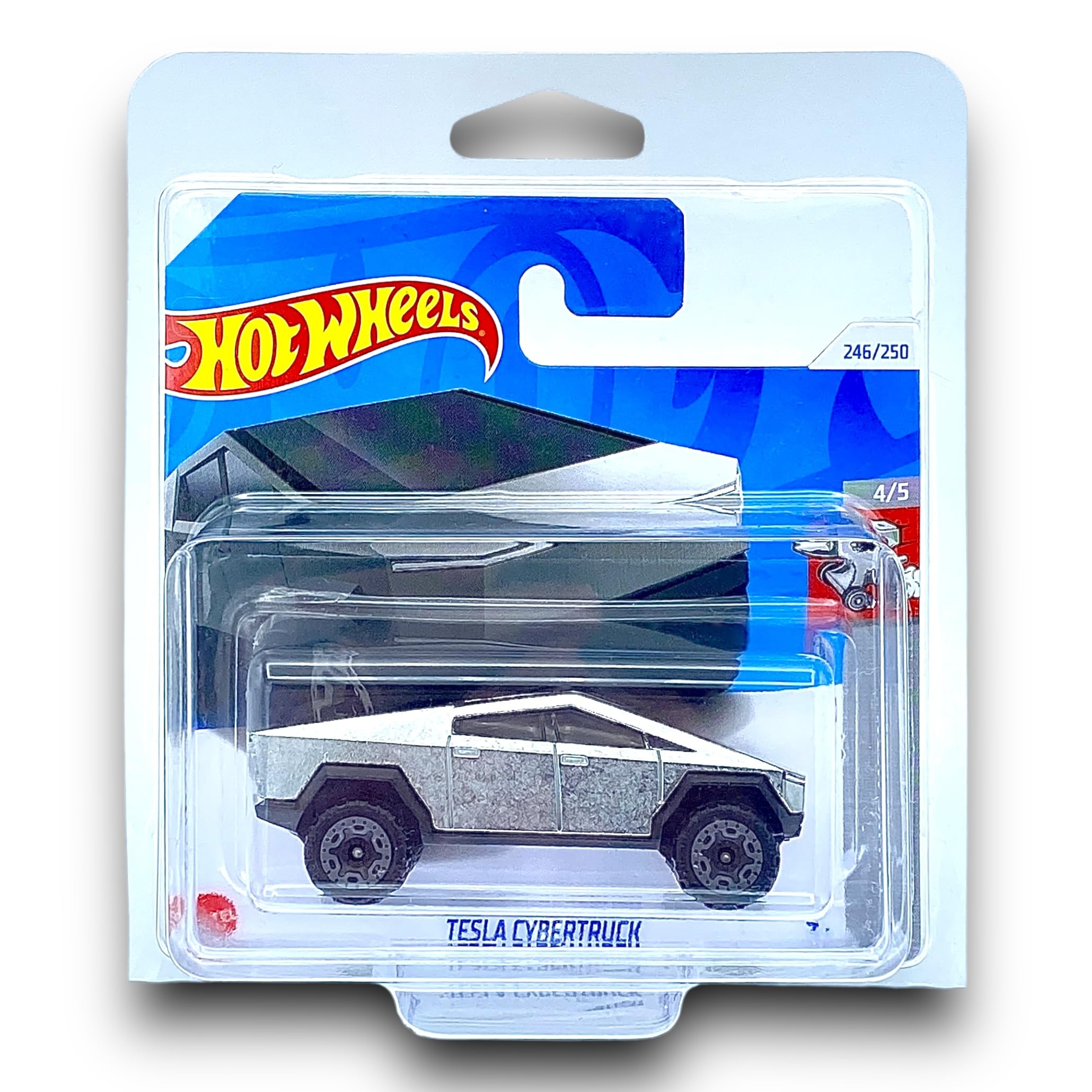 Hot Wheels Tesla Cybertruck (Metal & Black) 2/5 HW Rolling Metal - 2024-246/250 (Short Card) - includes a KLAS Car Keeper Protector Case - HTB55