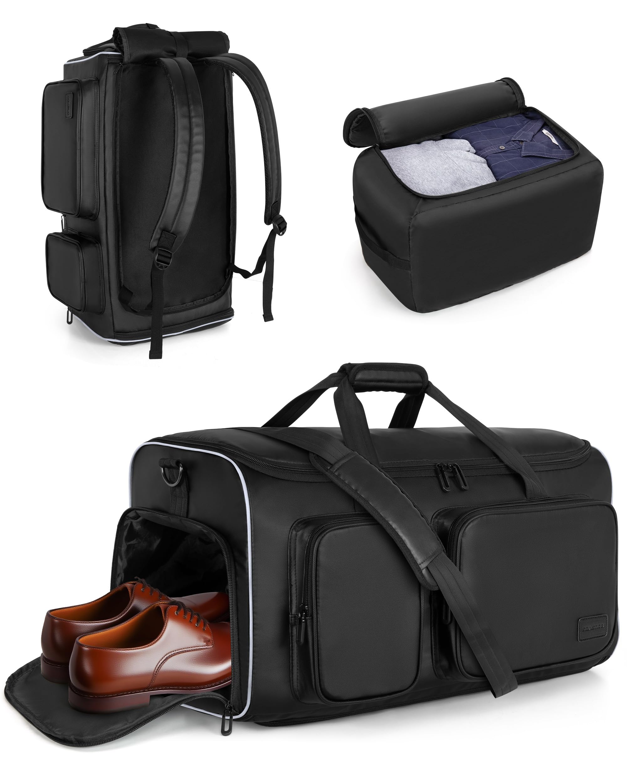 Smasrob 50L Convertible Garment Duffle Bag Backpack with Inner Removable Bag and Shoe Compartment, Travel Suit Bag for Business or Wedding Trips,