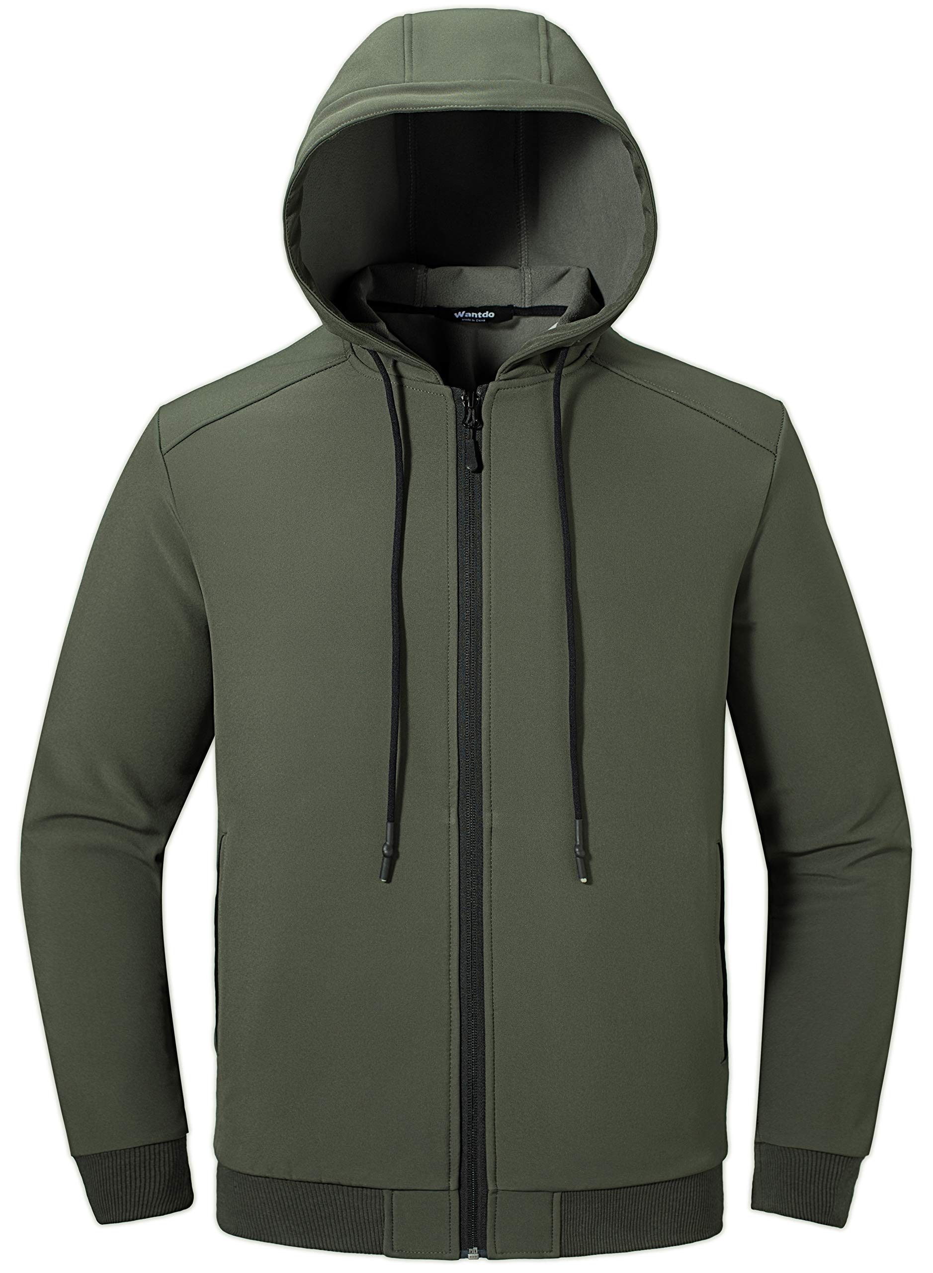 Wantdo Men's Fleece Lined Hoodies Warm Hooded Sweatshirt Full Zip Long Sleeve Active Jackets
