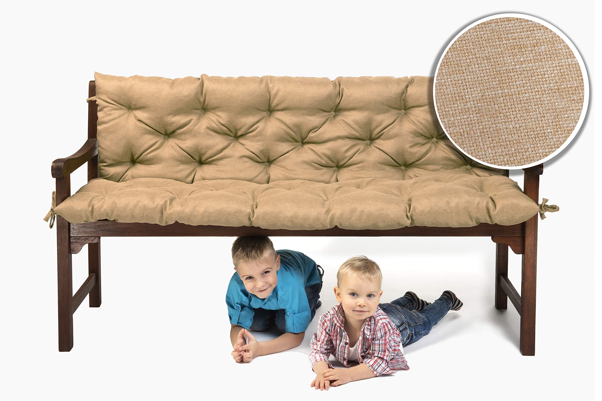 Sitzkissen Für Hollywoodschaukel – Beige, Mit Rückenlehne, Outdoor-geeignet Für Gartenbank (160x60x50 Cm)