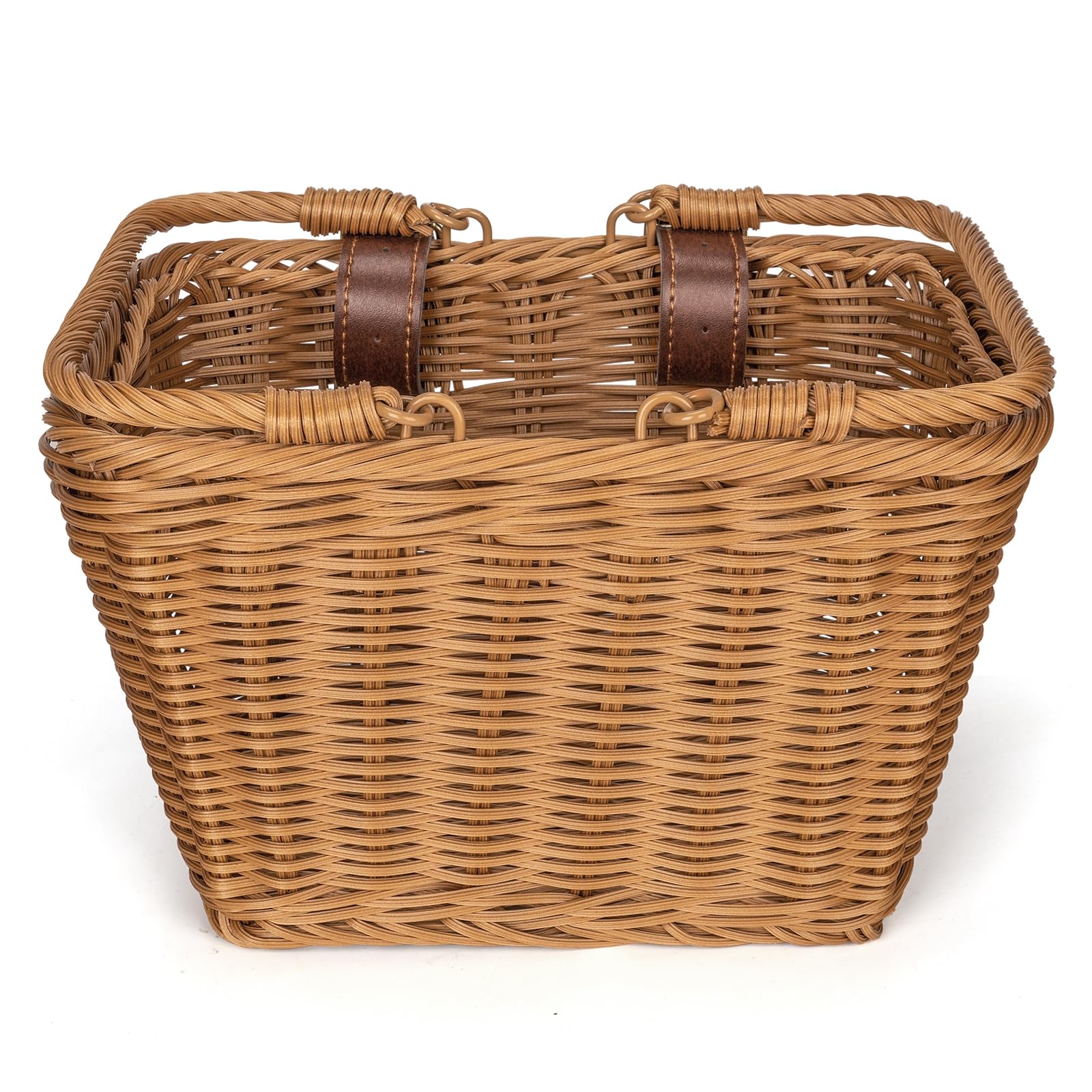 CXWXC Kids Bike Basket - Front Bicycle Bike Basket for Girls - Handmade Woven Wicker Bike Baskets with Handle, Adjustable Leather Straps