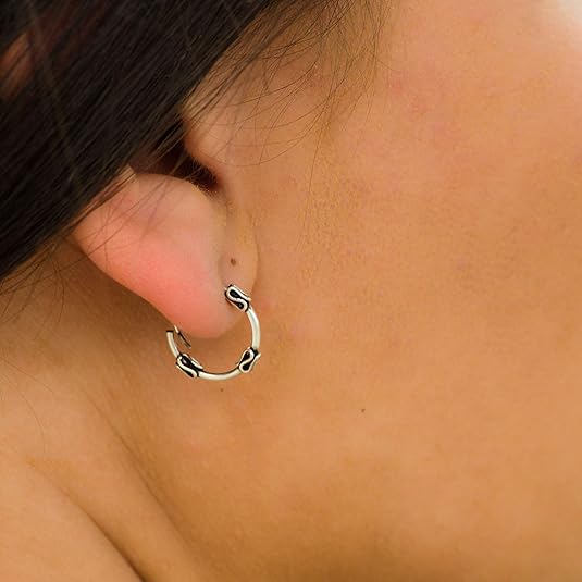 Boucles d'oreilles ethnique en argent - Mosaik bijoux indiens -c30