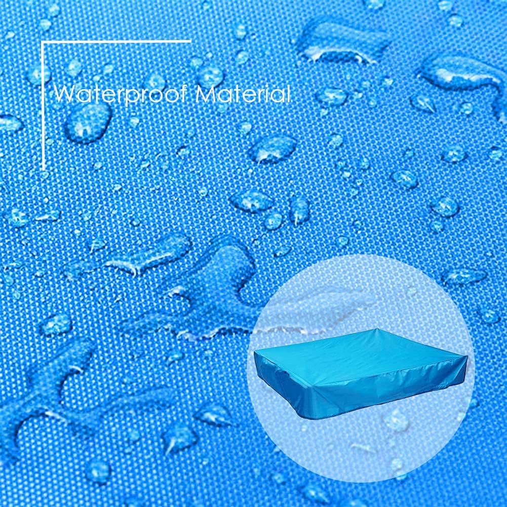 Sandbox Cover Waterproof with Drawstring Sandbox Protective Square with Elastic Dust Protection for Sandpit Pool Toys Indoor Outdoor Garden Blue