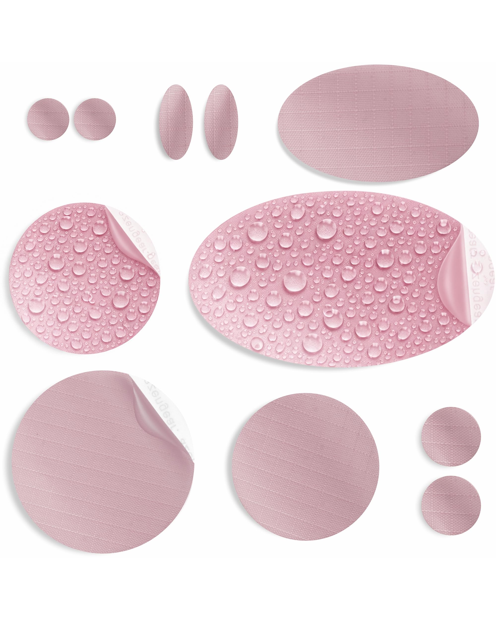 aZengear Toppe di riparazione (30+ colori) per piumini, giacche imbottite, tende, scarpe e tappezzeria, autoadesive, impermeabili, resistenti a strappi (11 pezzi, rosa polveroso)