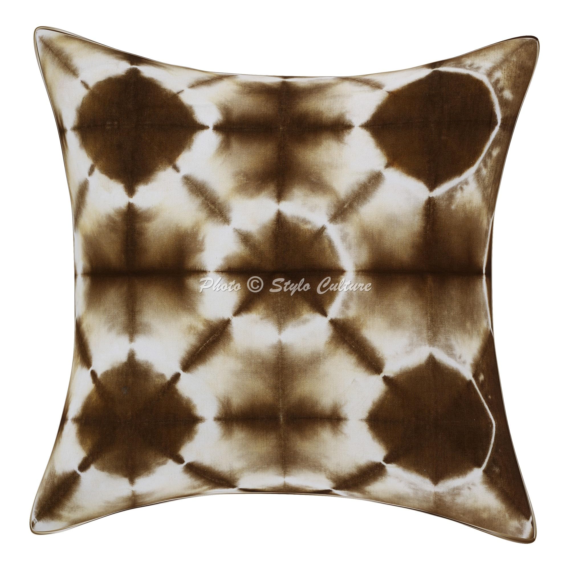 Bohemien Dekorativ Baumwolle Sofa Kissenbezüge 50x50 cm Braun Dekokissen Shibori Tie Dye Wohnzimmer Couch Kissenhullen Batik Quadrat Bohokissen Kissen Bezüge - 5 STK.