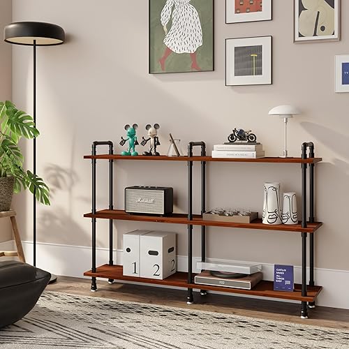 Miniatura 17 de Estantería industrial, estantería de 5 estantes, estantería de tubo marrón rústico (29.5 pulgadas de largo x 11.8 pulgadas de ancho x 70 pulgadas de