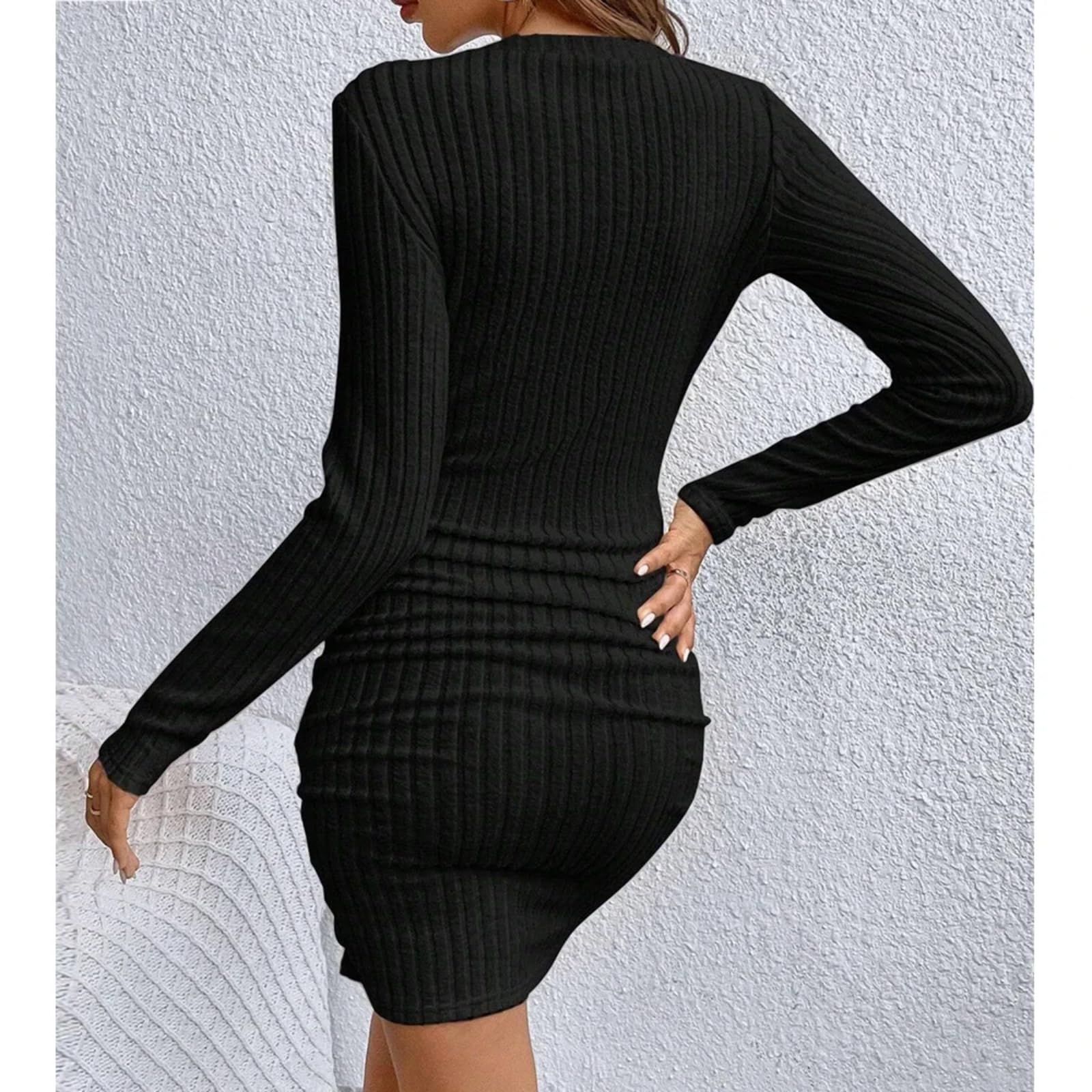 Vestidos De OtoñO Datoria para Mujer, Body Sencillo, V De Manga Larga Slim Slim, Vestidos Mini Informales