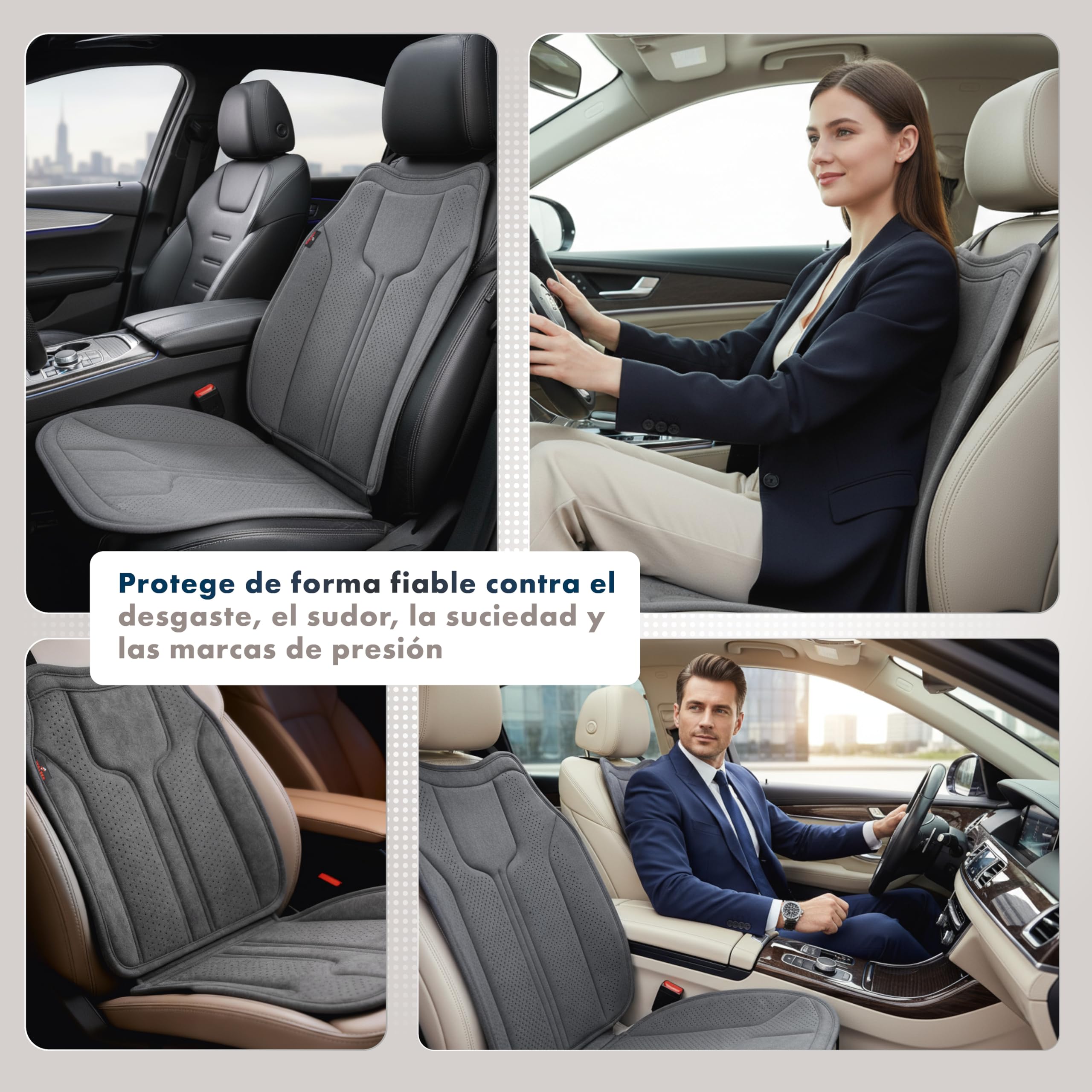 Walser Cojin Premium Coche Nubo, 1 Protector Antracita, Funda Delantera Aspecto Alcantara, Proteccion para Posicion Delantera