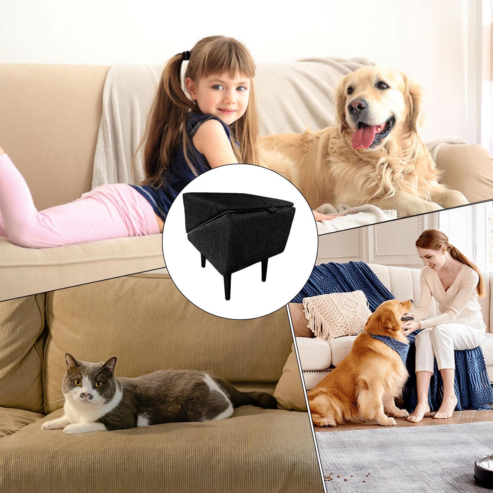 Hunderampe Fürs Bett,Klappbare Treppe Sofa | Antirutsch Welpenleiter Mit Multifunktionalem Hocker Als Fußbank Kleintiere