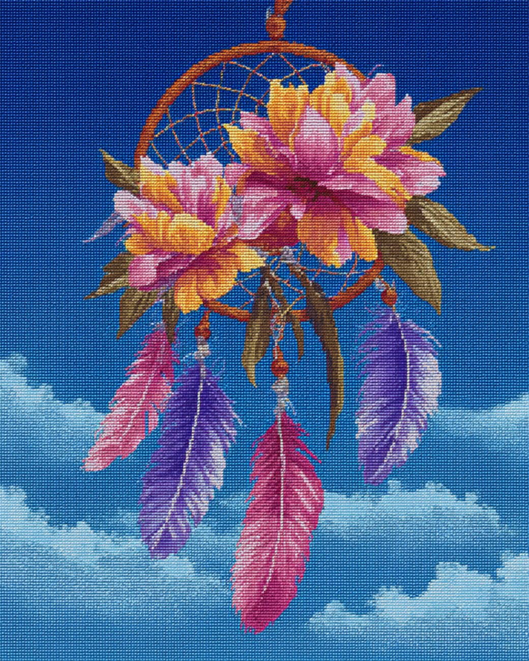 RKFLGEW DIY Seed Bead Embroidery Kits Dreamcatchers and Flowers 40x50cm