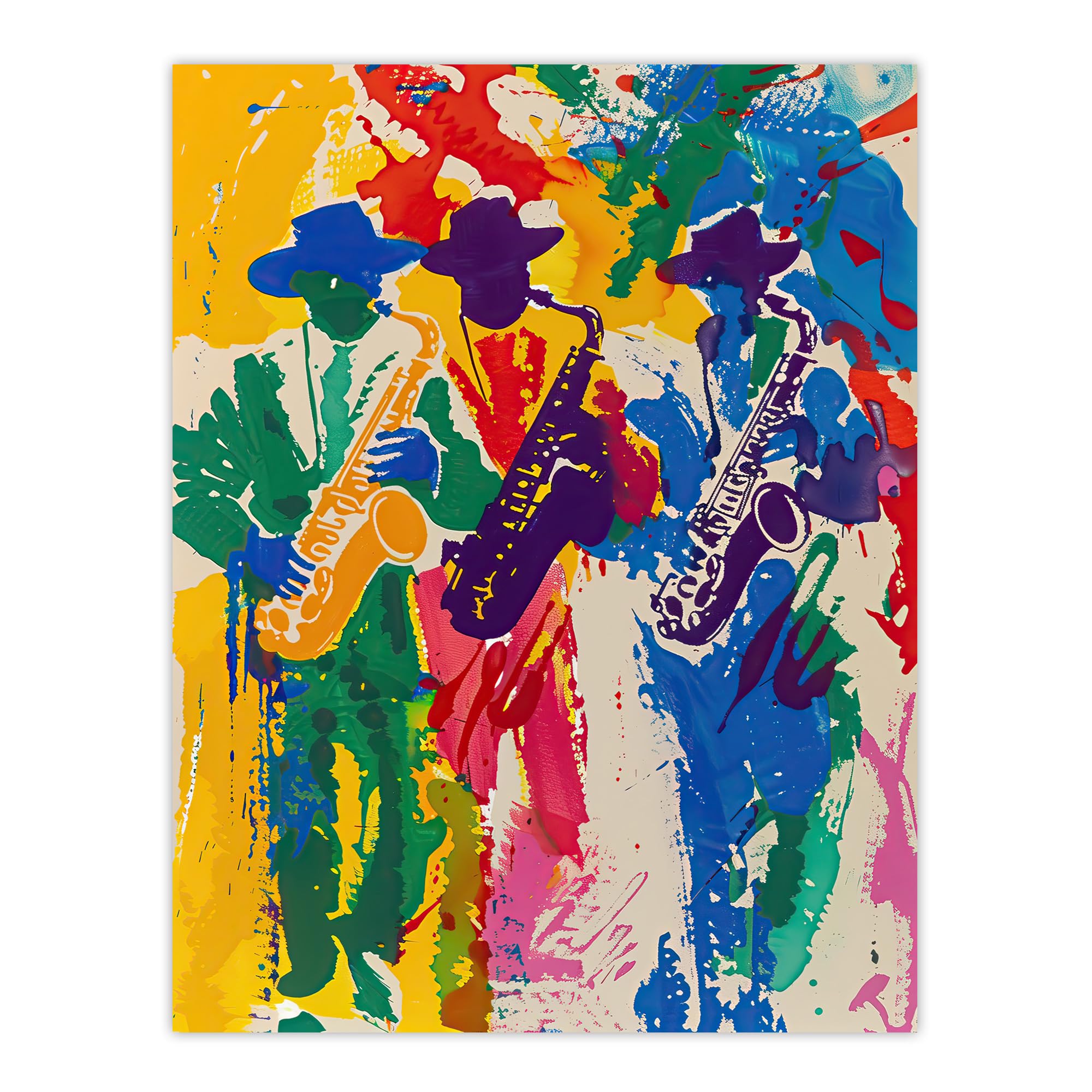 Artery8 Saxophone Players Jazz Music Fest Abstract Living Room Large Wall Art Poster Print Thick Paper 18X24 Inch