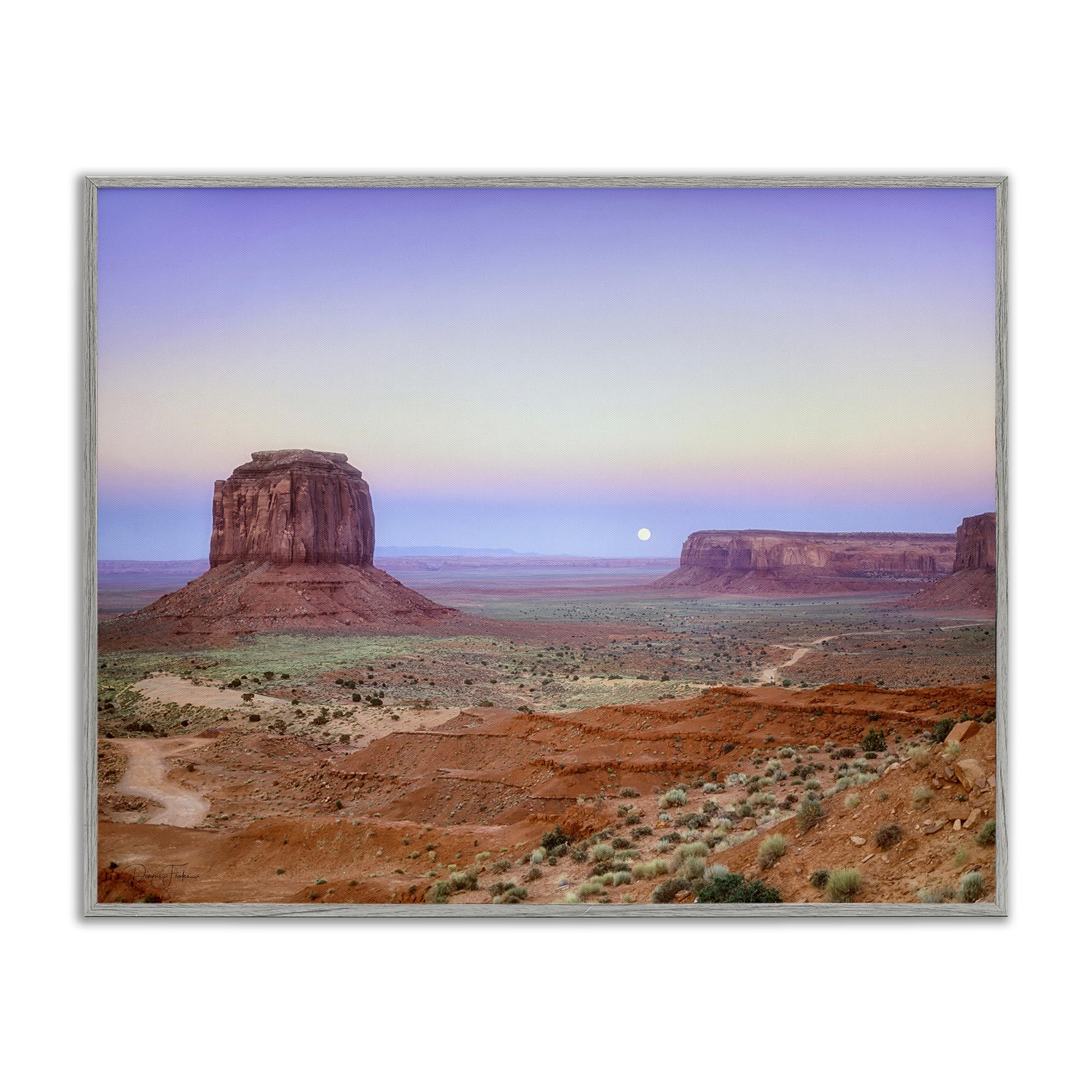Stupell Industries Farmhouse Gray (Textured) 'Moonrise Over Monument Valley'| Framed Giclee Art