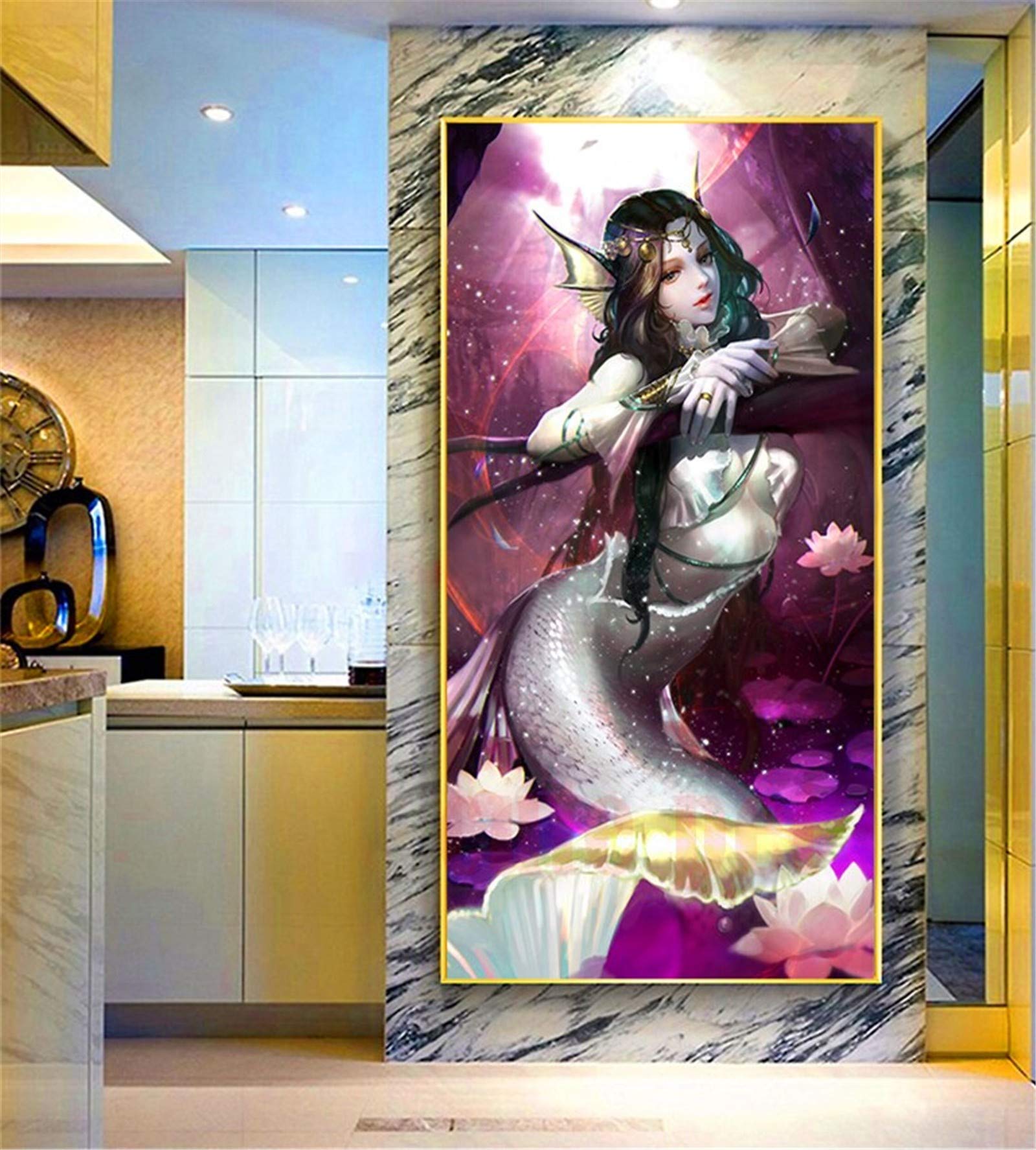 Broderie Diamant Sirène Grande Taille pour Déco Salon Lumineuse