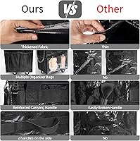 Vista 3 de Reusable Grocery Bag On Wheels(Medium -Black), Rolling Tote Bag, Shopping Cart with 8 Pockets and Zipper Cover for Trips, Foldable, Heavy Duty