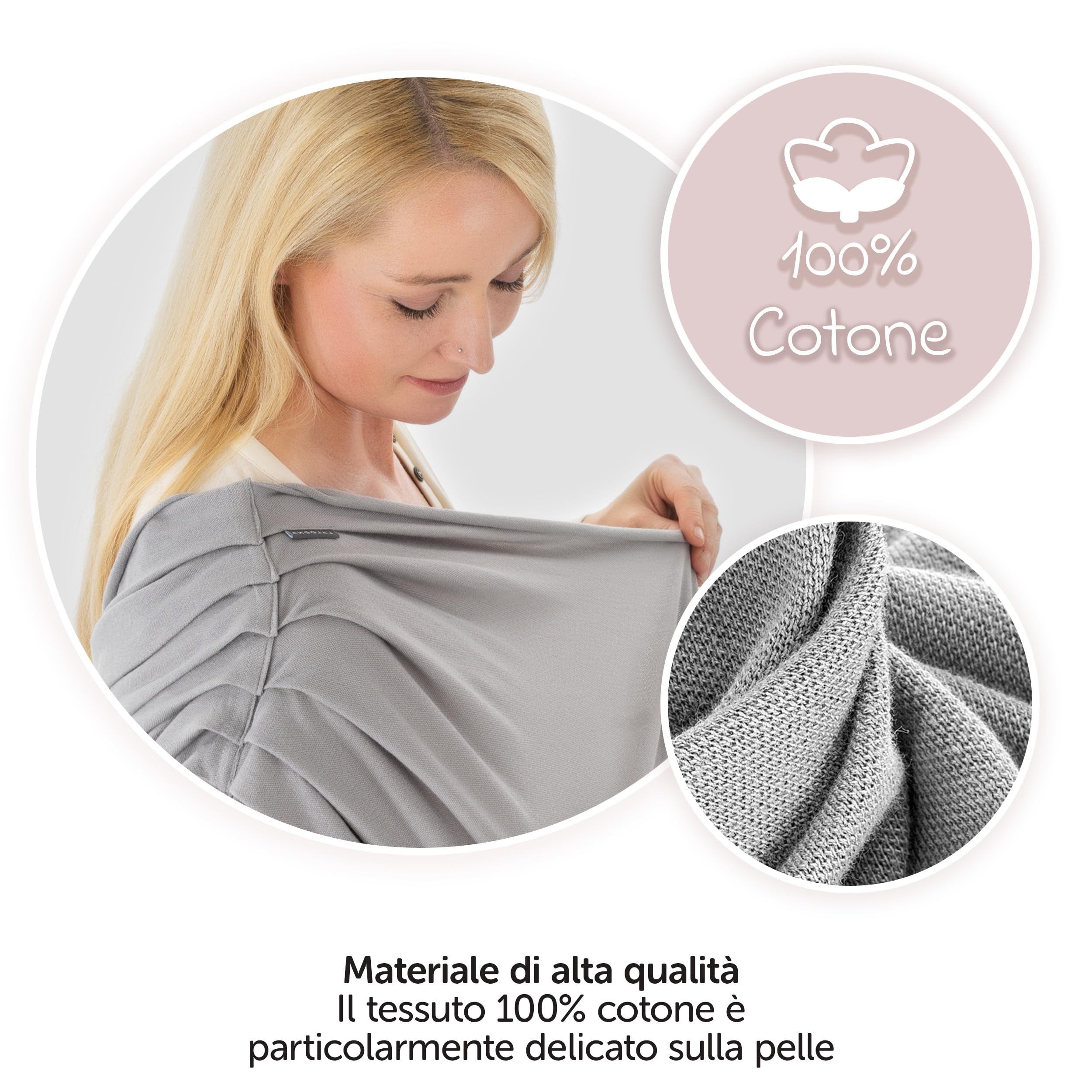Sciarpa Per Allattamento FehnNATUR In Cotone Biologico - Morbida E Traspirante, 150x65 Cm, Da Indossare Come Foulard, Ideale Per La Mamma