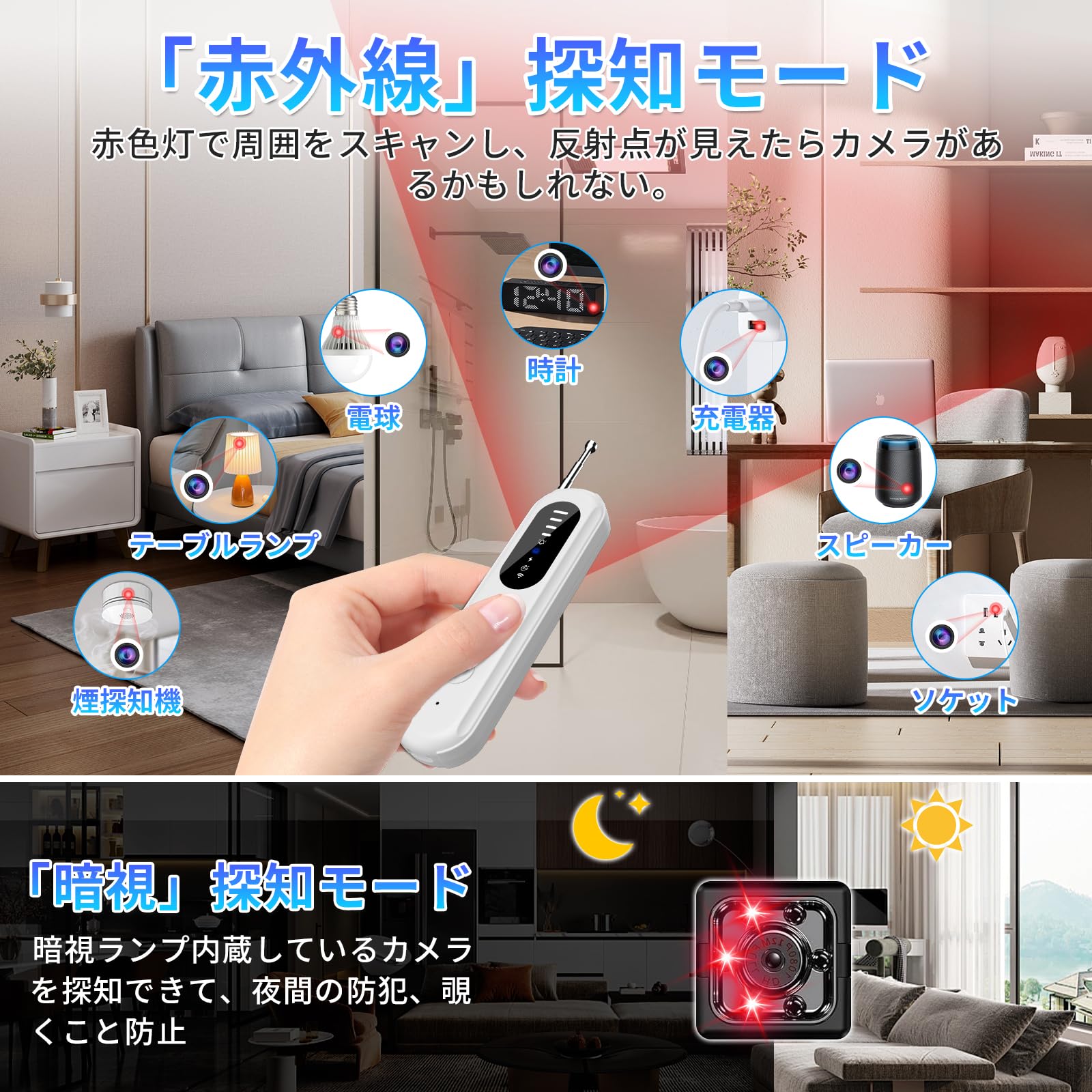 Amazon.co.jp: SPOSING 盗聴器発見機 【最新進化∙1台5役∙高感度探知