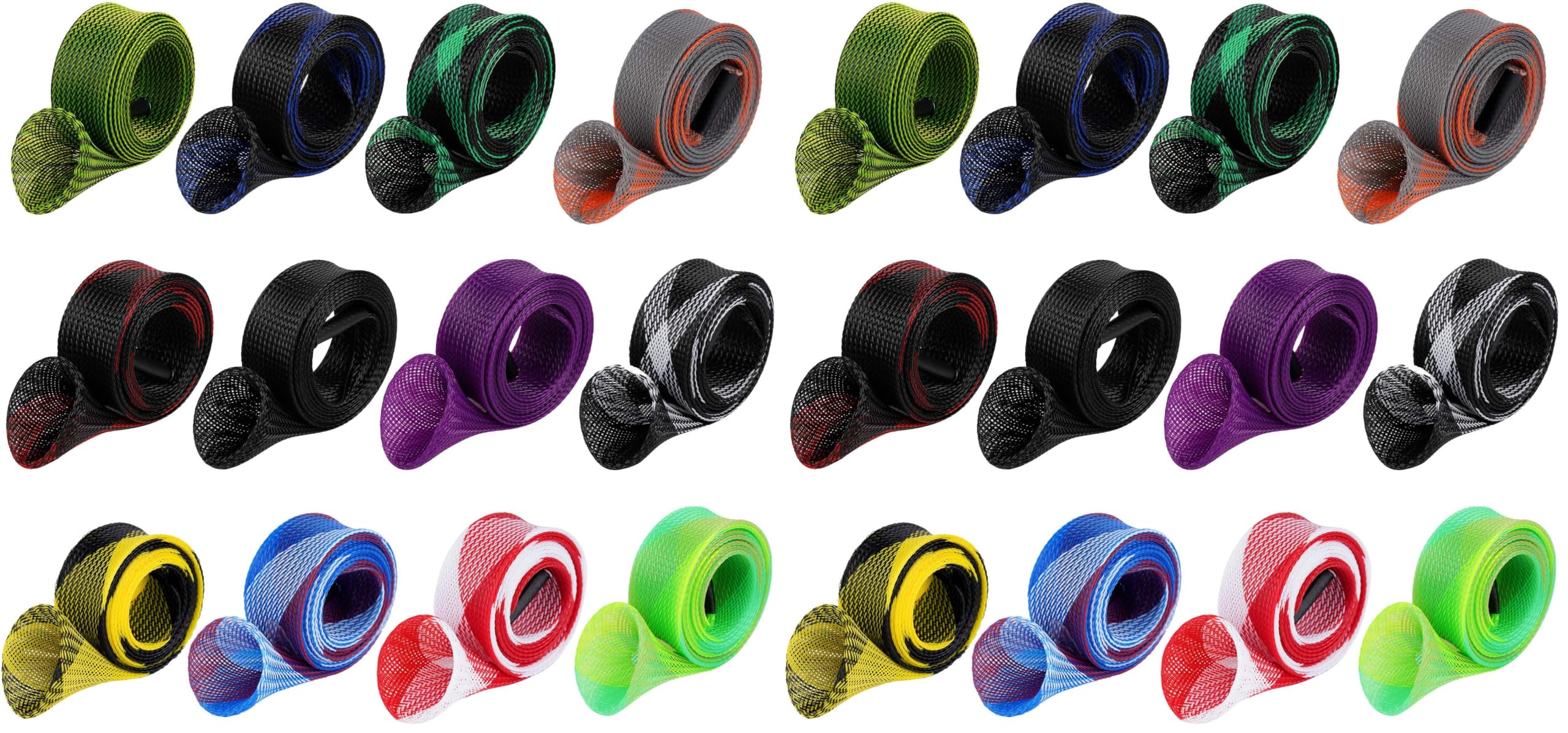 12Pcs Rod Sock Fishing Rod Sleeve, Cover Braided Mesh Rod Protector Pole Gloves Fishing Tools. Flat or Pointed End/Spinning or Casting. for Casting Sea Fishing Rod/Spinning