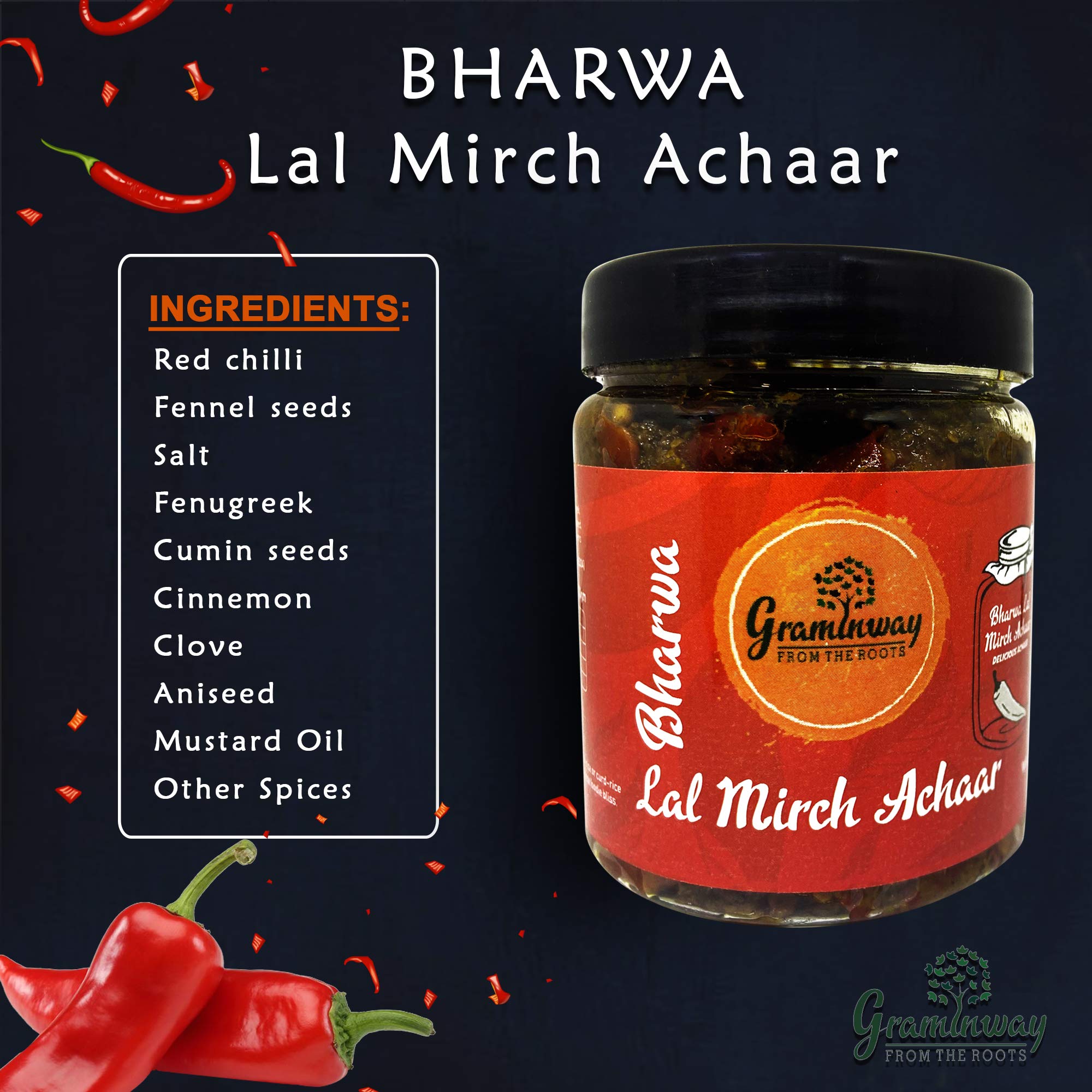 Graminway Bharwan Lal Mirch and Teekhi Hari Mirchi Ka Achar, 2 x 200 g 3