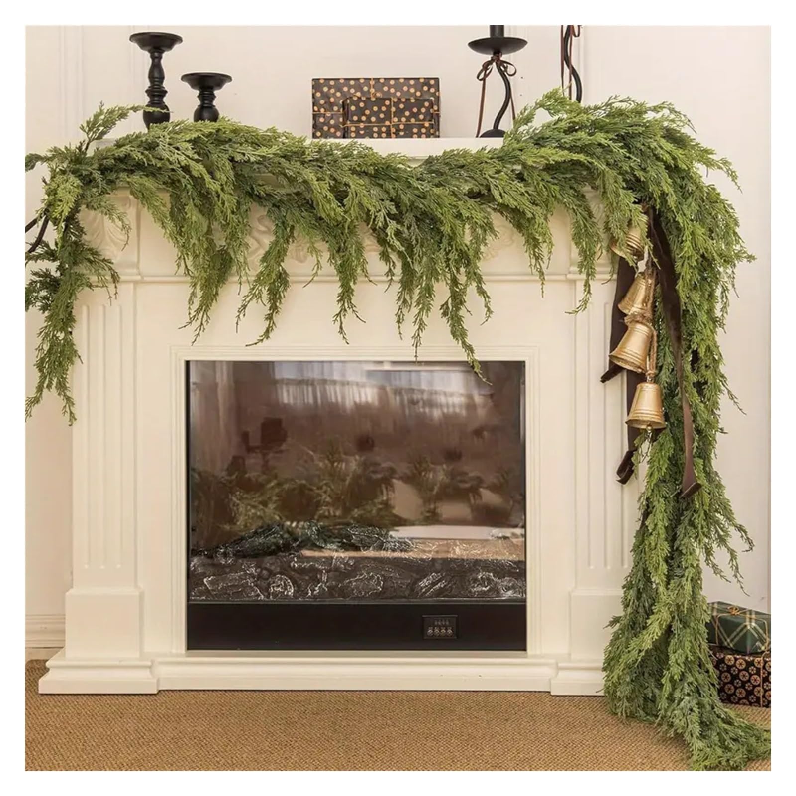 Künstliche Weihnachtsgirlande – Zedern-, Kiefern- und Zypressenranken for Treppen, Kaminsims und Tischdekoration(180cm)