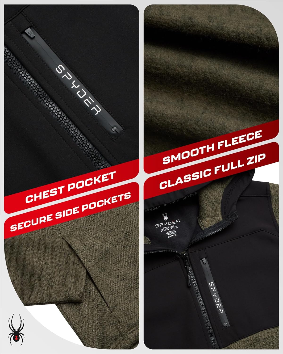 Spyder Mens Fleece Jacket - Lightweight Cozy Full Zip Hooded Jackets for Men - Soft Performance Fleece Hiking Outdoor Jacket - Image 5