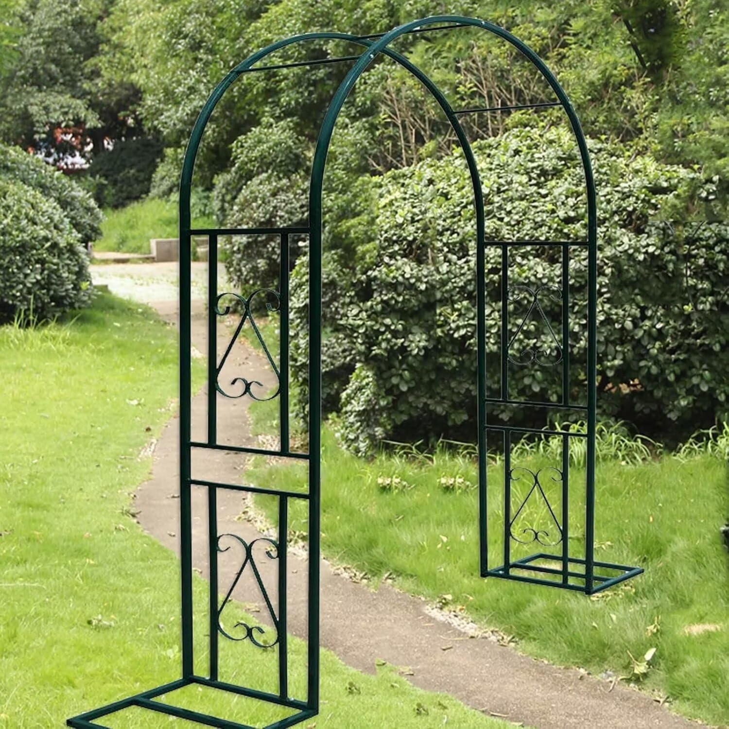 Heavy Duty Garden Arch Metal Rose Arches Wide 140cm 180cm 220cm 260cm 300cm 340cm Rustproof Garden Entrances Decoration Arch Trellis For Climbing Plants (Color : Black, Size : 260x230x40CM)