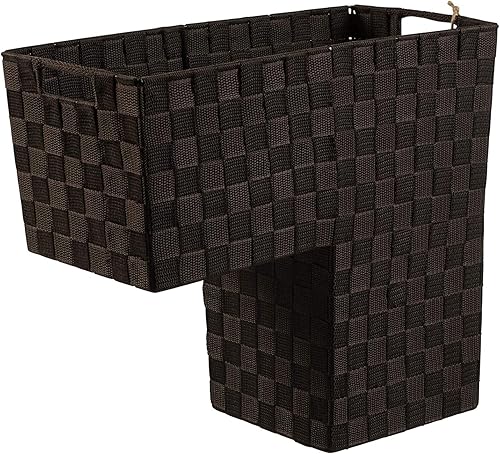 Cesta de escalera con asas para alfombras y escaleras de madera Nylon tejido (gris oscuro) - HomeModele
